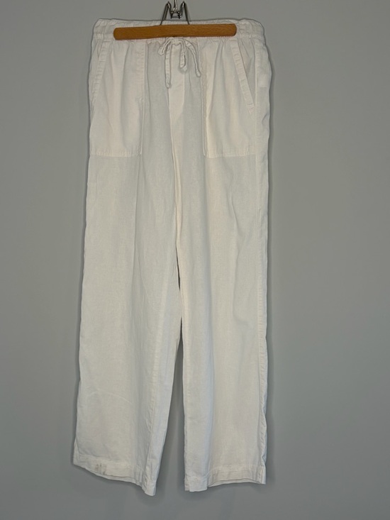 GAP Women’s White Drawstring Linen-Blend Pants Minimalist Spring Summer - Picture 2 of 11